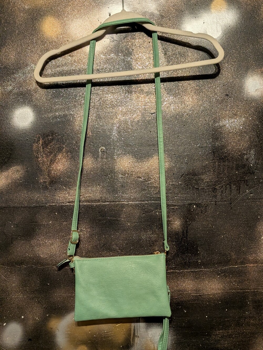 Green Crossbody Leather Mini Bag - Women's Shoulder Purse